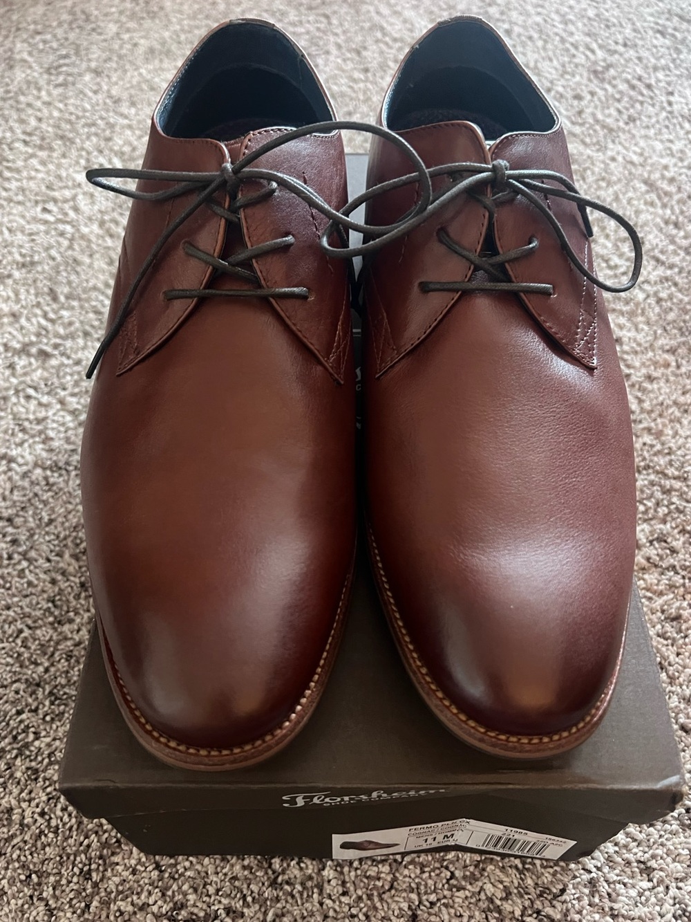 Florsheim Fermo Cognac Leather Oxford Dress Shoes 11M NIB